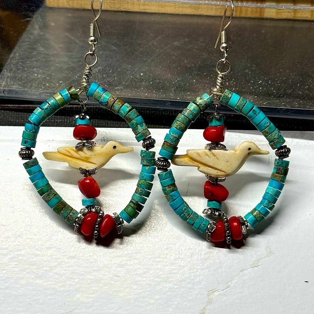 Sterling silver and turquoise native earrings